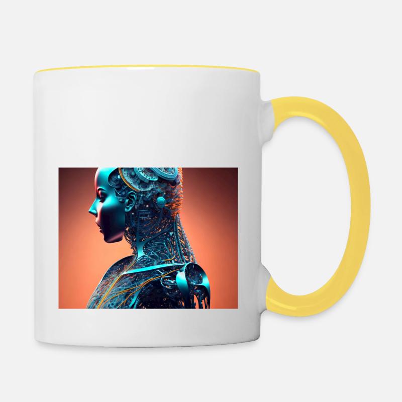 Biomechanical human being - Contrasting Mug - white/yellow