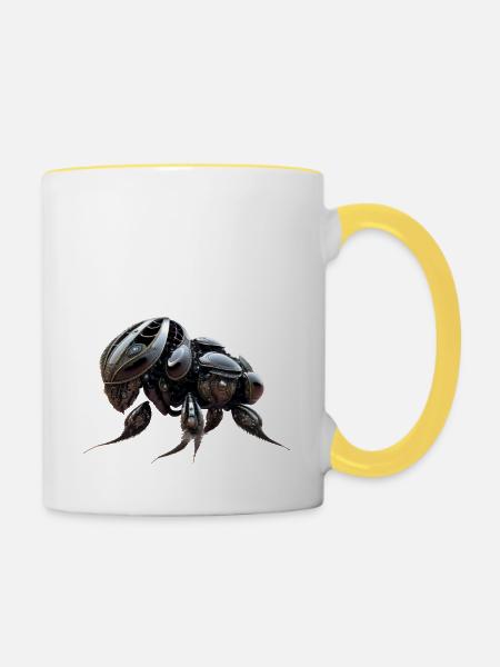 Elefanten Kaefer Roboter - Tasse zweifarbig - Weiß/Gelb