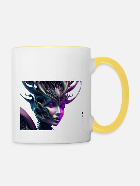 Fantasie Charakter - Tasse zweifarbig - Weiß/Gelb