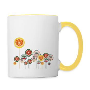 Lolliflower flower meadow - Contrasting Mug - white/yellow - Right
