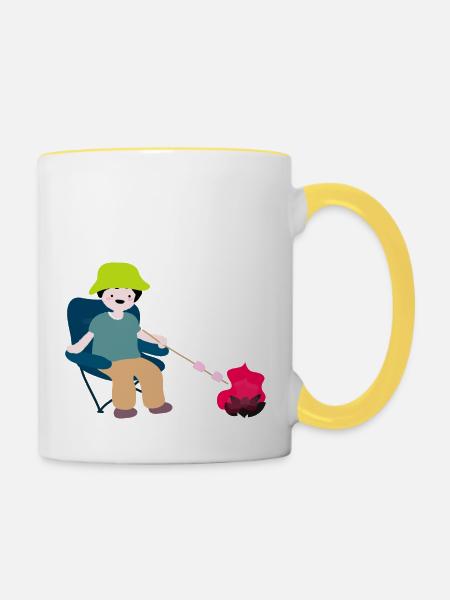 Camping5 - Tasse zweifarbig - Weiß/Gelb