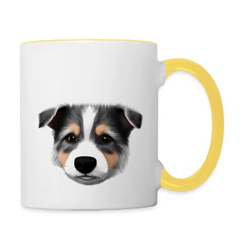 Dog Owner Australian Shepherd Dog Puppy - Contrasting Mug - white/yellow - Right