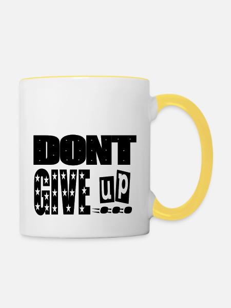 von denen aufgeben - Tasse zweifarbig - Weiß/Gelb