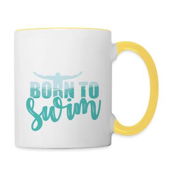 Born to swim - Tasse zweifarbig - Weiß/Gelb - Rechts