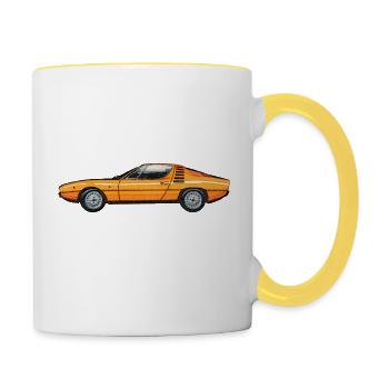 Illustration vom AR Montreal im Profil in Orange - Tasse zweifarbig - Weiß/Gelb - Rechts