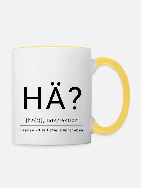 Hä? - Tasse zweifarbig - Weiß/Gelb