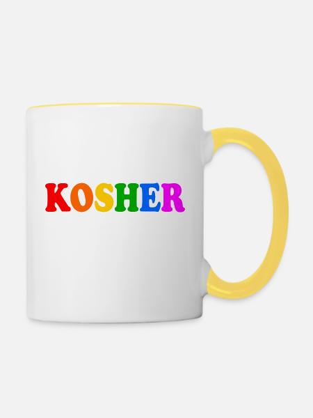 Kosher - Tasse zweifarbig - Weiß/Gelb