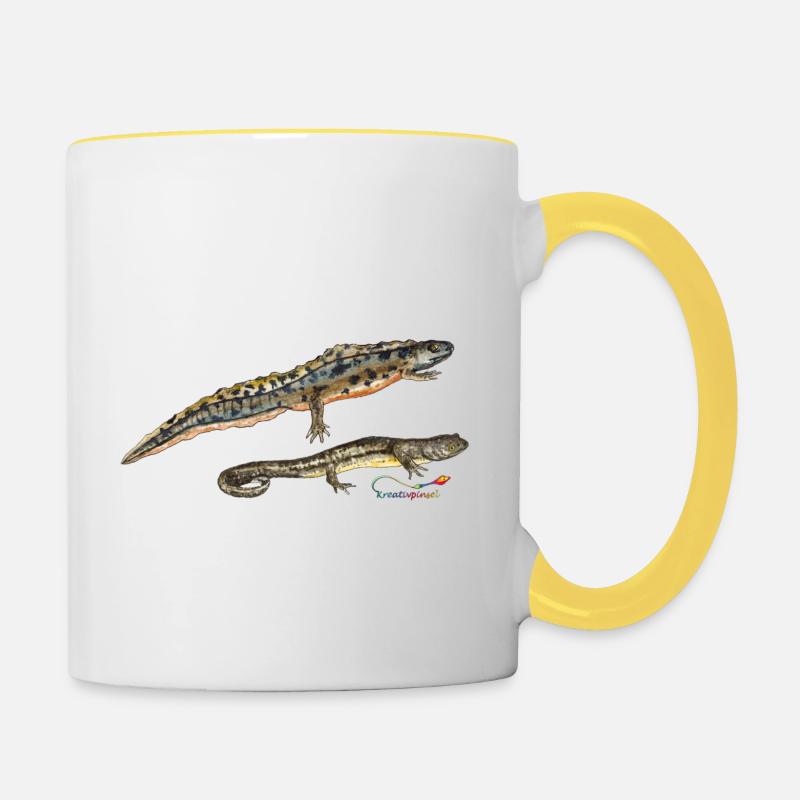 Teich-Molche - Tasse zweifarbig - Weiß/Gelb