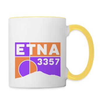 Etna Etna Mongibello volcano mountain Sicily souvenir - Contrasting Mug - white/yellow - Right