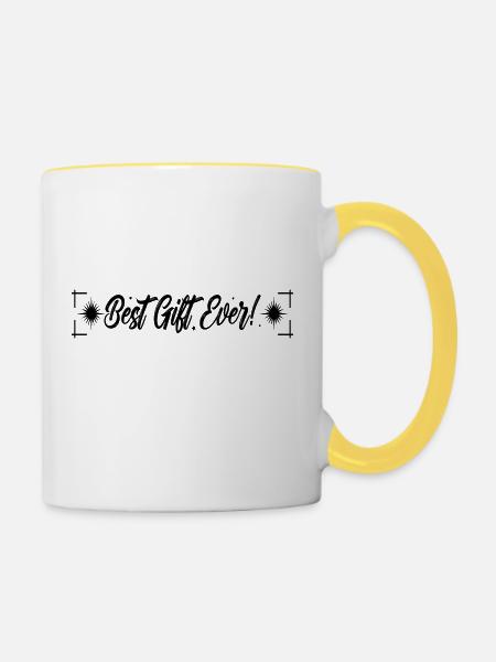 Best Gift ever - Tasse zweifarbig - Weiß/Gelb