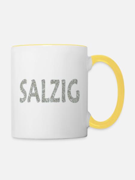 Salzig-Sauer-Wütend - Tasse zweifarbig - Weiß/Gelb