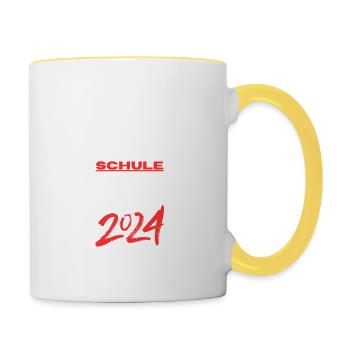 Endlich die Schule erfolgreich abgeschlossen! - Tasse zweifarbig - Weiß/Gelb - Rechts