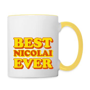 Nicolai Vorname Lustiges Geschenk - Tasse zweifarbig - Weiß/Gelb - Rechts