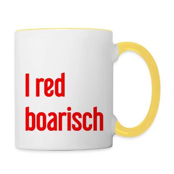I red boarisch - Tasse zweifarbig - Weiß/Gelb - Rechts