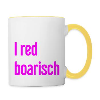 I red boarisch - Tasse zweifarbig - Weiß/Gelb - Rechts