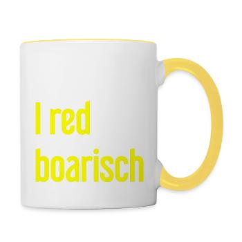 I red boarisch - Tasse zweifarbig - Weiß/Gelb - Rechts