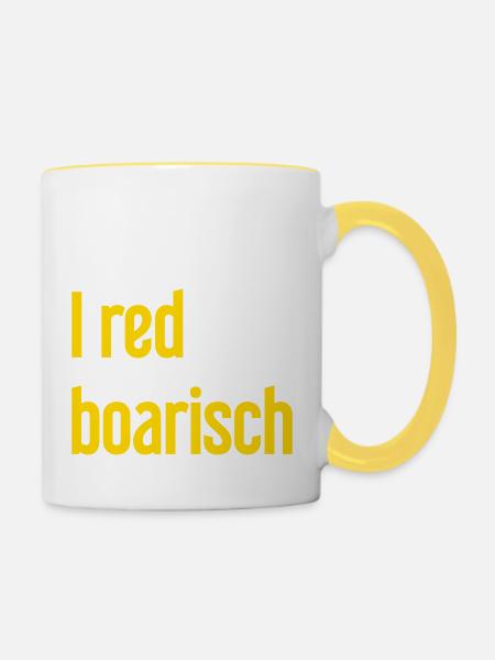 I red boarisch - Tasse zweifarbig - Weiß/Gelb