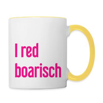 I red boarisch - Tasse zweifarbig - Weiß/Gelb - Rechts