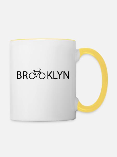 Brooklyn, new york, amerika - Tasse zweifarbig - Weiß/Gelb