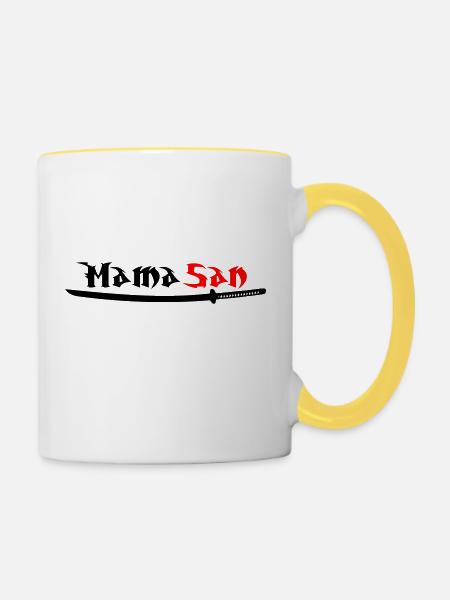 Mama San - Tasse zweifarbig - Weiß/Gelb