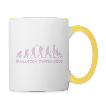 évolution infirmière - Mug contrasté - blanc/jaune - Droite