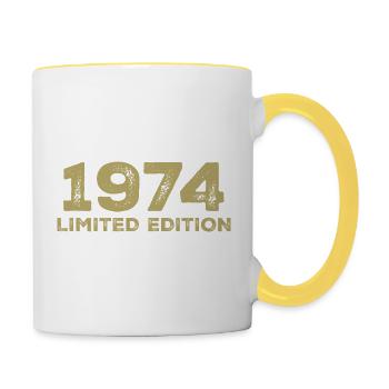 Cadeau D'anniversaire Nées En 1974 Vintage 1974 - Mug contrasté - blanc/jaune - Droite