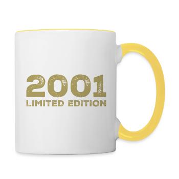 Birthday Gift Born In 2001 Vintage 2001 - Contrasting Mug - white/yellow - Right