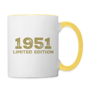 Geburtstagsgeschenk Jahrgang 1951 Jahrgang 1951 - Tasse zweifarbig - Weiß/Gelb - Rechts