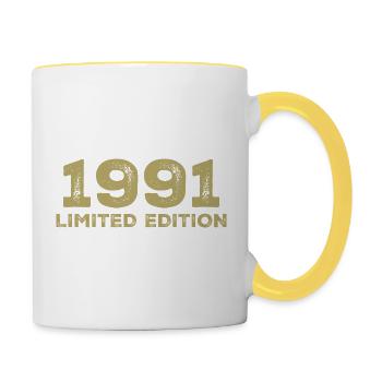 Cadeau D'anniversaire Nées En 1991 Vintage 1991 - Mug contrasté - blanc/jaune - Droite