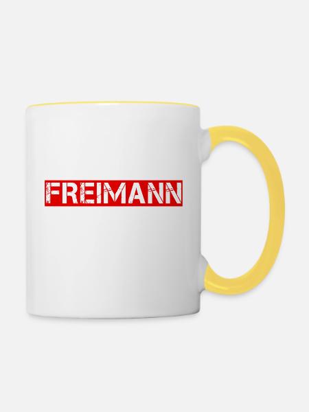 Freimann - Tasse zweifarbig - Weiß/Gelb