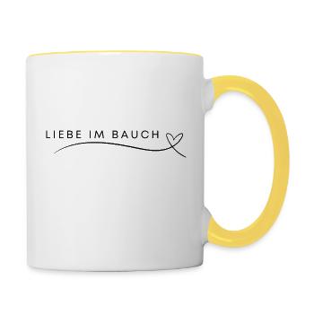 Liebe im Bauch - Tasse zweifarbig - Weiß/Gelb - Rechts