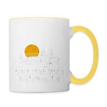 Happy Camper - Coole Sprüche für Outdoor-Enthusias - Tasse zweifarbig - Weiß/Gelb - Rechts