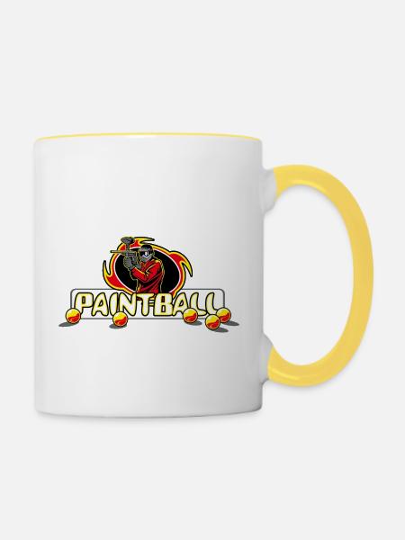 Paintball - Tasse zweifarbig - Weiß/Gelb