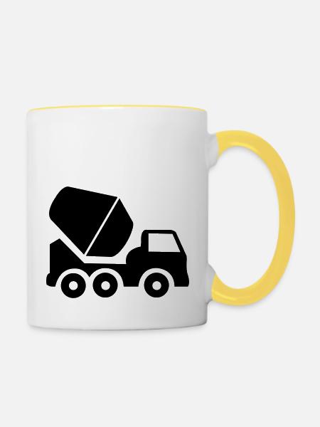 bauarbeit bagger fahrzeug - Tasse zweifarbig - Weiß/Gelb