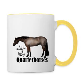 Quarterhorse design Roan Schimmel - Tasse zweifarbig - Weiß/Gelb - Rechts