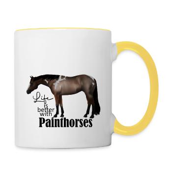 Painthorses Sticker - Tasse zweifarbig - Weiß/Gelb - Rechts