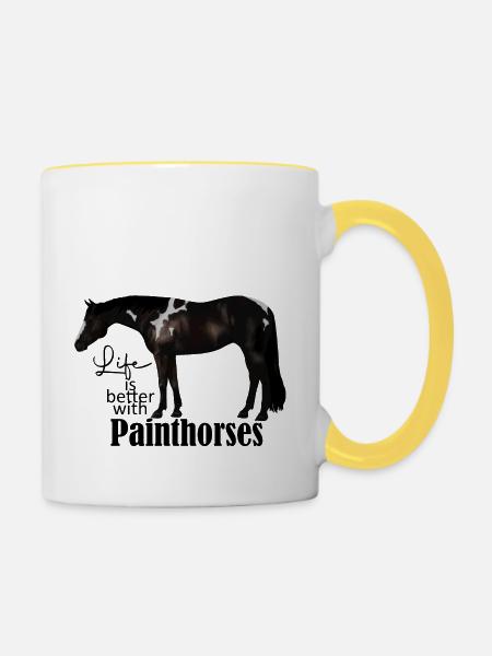Painthorses Sticker Rappschecke - Tasse zweifarbig - Weiß/Gelb