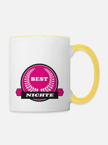COUSIN NEFFE BRUDER - Tasse zweifarbig - Weiß/Gelb