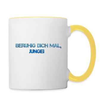 Beruhig dich mal, Junge! - Tasse zweifarbig - Weiß/Gelb - Rechts