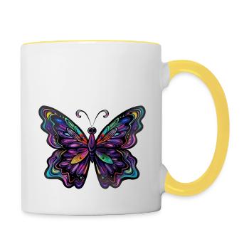 Papillon papillon - Mug contrasté - blanc/jaune - Droite