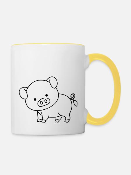 pig - Tasse zweifarbig - Weiß/Gelb