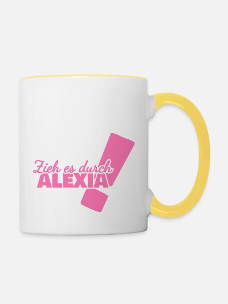 Vorname Alexia - Tasse zweifarbig - Weiß/Gelb