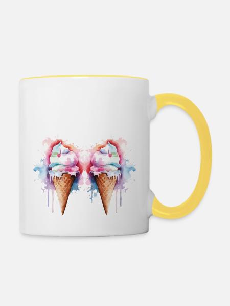 Eis Eiscreme - Tasse zweifarbig - Weiß/Gelb
