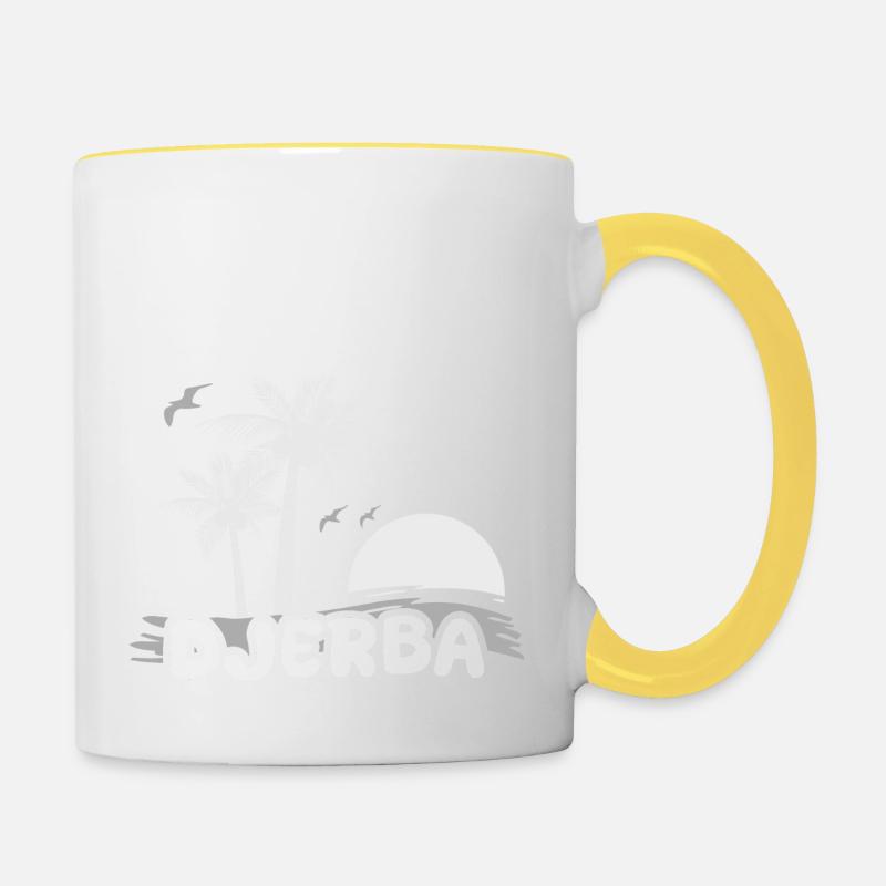 Djerba comme plage - Mug contrasté - blanc/jaune