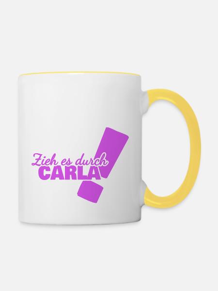 Vorname Carla - Tasse zweifarbig - Weiß/Gelb
