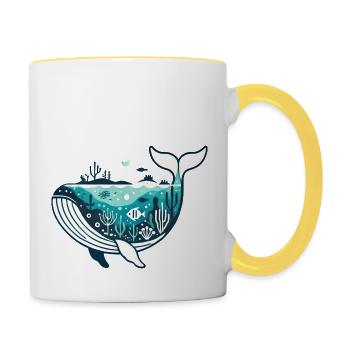 Wal - Tasse zweifarbig - Weiß/Gelb - Rechts