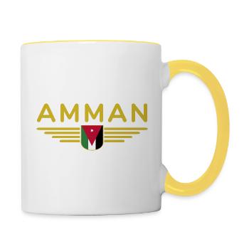 Jordan Amman Fan Outfit T-Shirt Design Gift - Mug contrasté - blanc/jaune - Droite