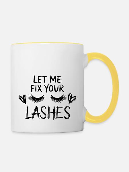 Präzision für perfekte Wimpern - Tasse zweifarbig - Weiß/Gelb