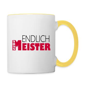 Endlich Meister 2025 Meisterschaft - Tasse zweifarbig - Weiß/Gelb - Rechts
