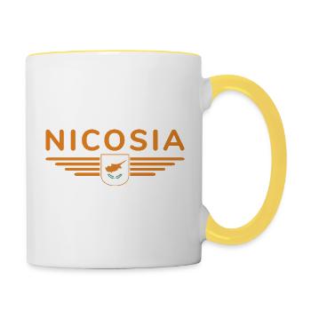 Nicosia Design – Capitale de Chypre - Mug contrasté - blanc/jaune - Droite